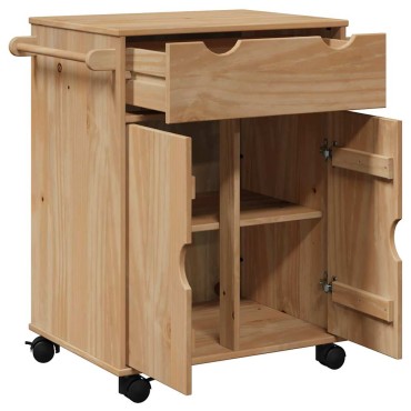 vidaXL Τρόλεϊ Κουζίνας OTTA 59x45x80cm από Μασίφ Ξύλο Πεύκου 1 τεμ.