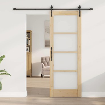 vidaXL Συρόμενη Πόρτα ORKDAL Φυσικό και Μαύρο 73,5 x 198,5 εκ.