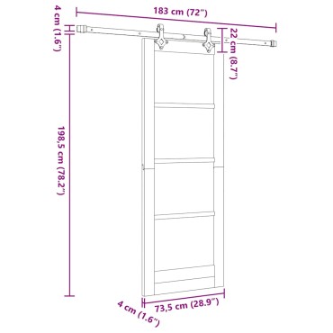 vidaXL Συρόμενη Πόρτα ORKDAL 73,5 x 198,5 εκ. Φυσικό και Μαύρο