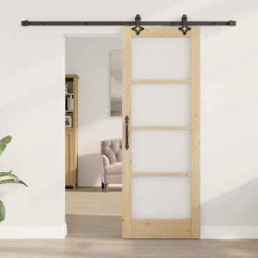 vidaXL Συρόμενη Πόρτα ORKDAL 73,5 x 198,5 εκ. Φυσικό και Μαύρο