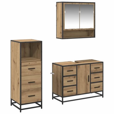 vidaXL Σετ Επίπλων Μπάνιου 3 τεμ. Artisan Oak 80x33x60 εκ