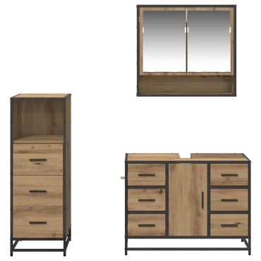 vidaXL Σετ Επίπλων Μπάνιου 3 τεμ. Artisan Oak 80x33x60 εκ