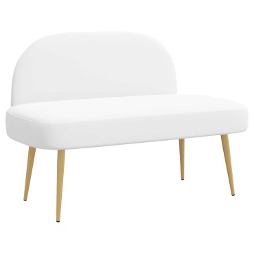 vidaXL Δερμάτινος Πάγκος με Πλάτη Λευκό 110x60x76cm Πολυεστέρας
