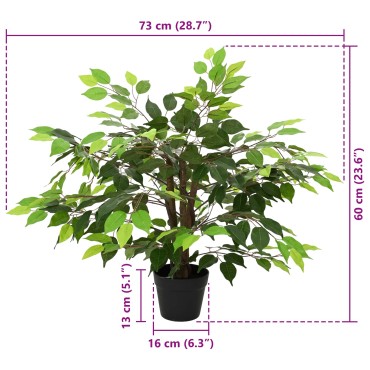 vidaXL Τεχνητό Φυτό Φίκος Πράσινο 73 x 16 x 60 εκ. Ύφασμα και Ξύλο