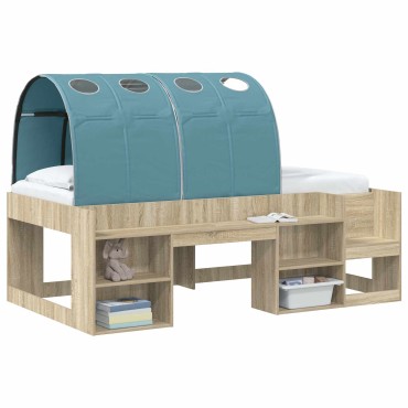 vidaXL Κρεβάτι Τούνελ 2 τμχ. Γαλάζιο Πολυεστέρας