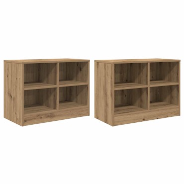 vidaXL Ντουλάπι κρεβατιού με ράφι 2 τεμ. Artisan Δρυς 66x33x48cm