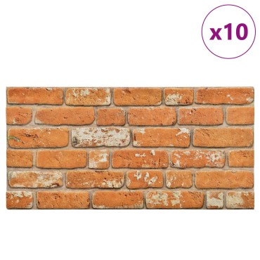 vidaXL Πάνελ τοίχου 10 τμχ. 100 x 50 cm Τούβλο Αφρός EPS