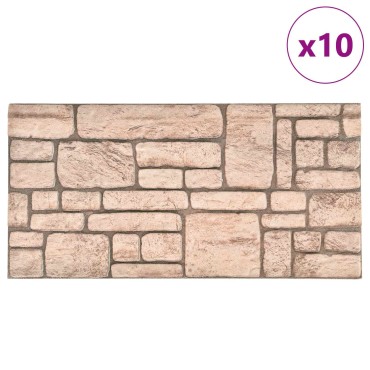 vidaXL Πάνελ τοίχου 10 τμχ. 100 x 50 cm Μπεζ Αφρός EPS