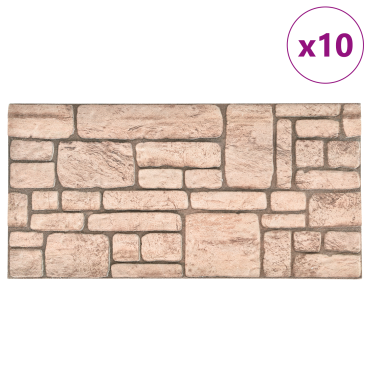 vidaXL Πάνελ τοίχου 10 τμχ. 100 x 50 cm Μπεζ Αφρός EPS