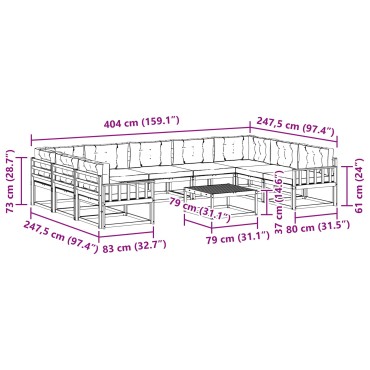 vidaXL Σειρά Καναπέ Εξωτερικού 10 τεμ. Λευκό και Κρεμ 79x79x37cm