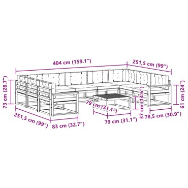 vidaXL Σειρά Καναπέ Εξωτερικού 10 τεμ. Λευκό και Κρεμ 79x79x37cm