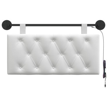 vidaXL Κεφαλάρι κρεβατιού κρεμαστό Με φωτισμό LED Λευκό Ύφασμα 90x55x7cm 1 τεμ.