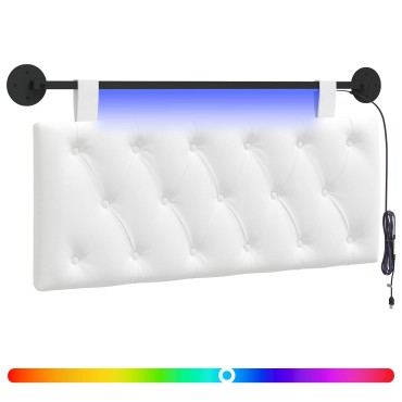 vidaXL Κεφαλάρι κρεβατιού κρεμαστό Με φωτισμό LED Λευκό Ύφασμα 110x55x7cm 1 τεμ.