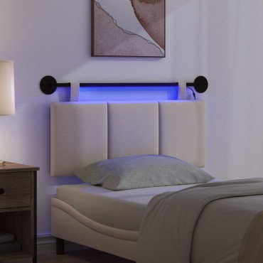 vidaXL Κεφαλάρι κρεβατιού κρεμαστό Με φωτισμό LED Κρεμ Ύφασμα 110x55x5cm 1 τεμ.