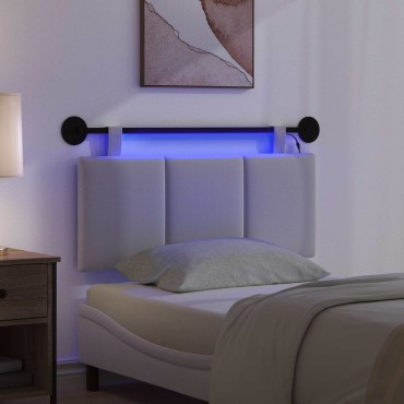 vidaXL Κεφαλάρι κρεβατιού κρεμαστό Με φωτισμό LED Λευκό Ύφασμα 110x55x5cm 1 τεμ.