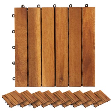 vidaXL Πλάκα Κατασκευής 30 τμχ. Καφέ 30 x 30 cm Ξύλο Ακακίας