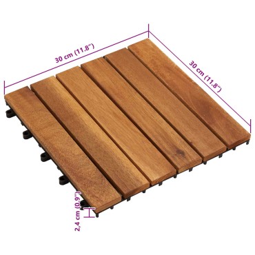 vidaXL Πλάκα Κατασκευής 30 τμχ. Καφέ 30 x 30 cm Ξύλο Ακακίας