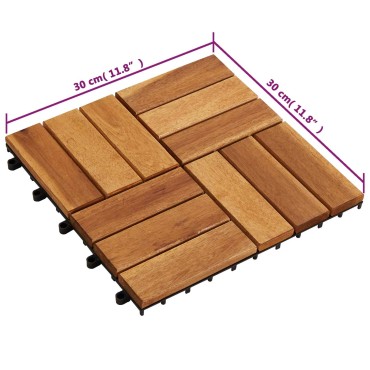 vidaXL Πλάκα Κατασκευής 20 τμχ. Καφέ 30 x 30 cm Ξύλο Ακακίας