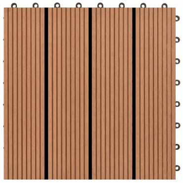 vidaXL Πλάκα Κατασκευής 22 τμχ. Καφέ 30 x 30 cm WPC