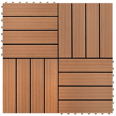 vidaXL Πλάκα Κατασκευής 22 τμχ. Καφέ 30 x 30 cm WPC