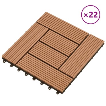 vidaXL Πλάκα Κατασκευής 22 τμχ. Καφέ 30 x 30 cm WPC