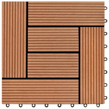 vidaXL Πλάκα Κατασκευής 22 τμχ. Καφέ 30 x 30 cm WPC