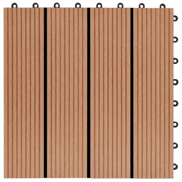 vidaXL Πλάκα Κατασκευής 22 τμχ. Ξύλο teak 30 x 30 cm WPC
