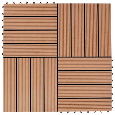vidaXL Πλάκα Κατασκευής 22 τμχ. Ξύλο teak 30 x 30 cm WPC