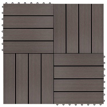 vidaXL Πλάκα Κατασκευής 22 τμχ. Σκούρο Καφέ 30 x 30 cm WPC