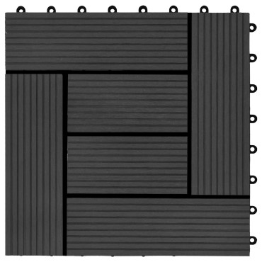 vidaXL Πλάκα Κατασκευής 22 τμχ. Μαύρο 30 x 30 cm WPC