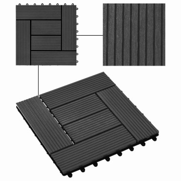 vidaXL Πλάκα Κατασκευής 22 τμχ. Μαύρο 30 x 30 cm WPC
