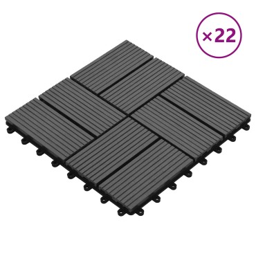 vidaXL Πλάκα Κατασκευής 22 τμχ. Γκρι 30 x 30 cm WPC