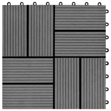 vidaXL Πλάκα Κατασκευής 22 τμχ. Γκρι 30 x 30 cm WPC