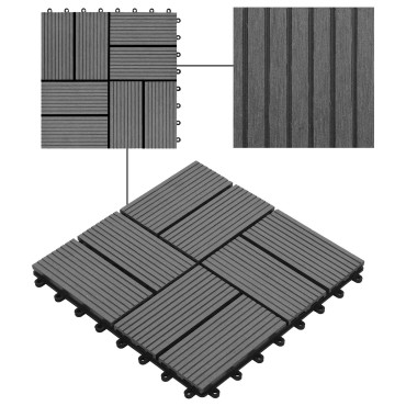 vidaXL Πλάκα Κατασκευής 22 τμχ. Γκρι 30 x 30 cm WPC