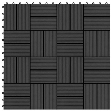 vidaXL Πλάκα Κατασκευής 22 τμχ. Μαύρο 30 x 30 cm WPC