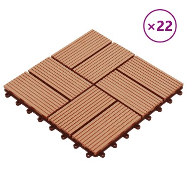 vidaXL Πλάκα Κατασκευής 22 τμχ. Ξύλο teak 30 x 30 cm WPC