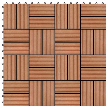 vidaXL Πλάκα Κατασκευής 22 τμχ. Ξύλο teak 30 x 30 cm WPC