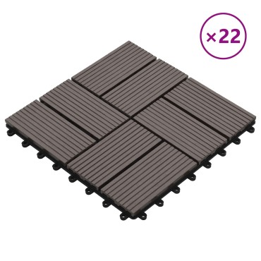 vidaXL Πλάκα Κατασκευής 22 τμχ. Σκούρο Καφέ 30 x 30 cm WPC