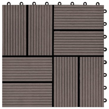 vidaXL Πλάκα Κατασκευής 22 τμχ. Σκούρο Καφέ 30 x 30 cm WPC