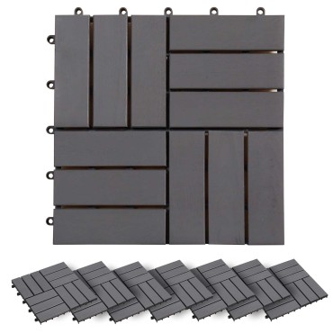 vidaXL Πλάκα Κατασκευής 30 pcs Γκρι 30 x 30 cm Ξύλο Ακακίας