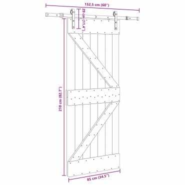 vidaXL Συρόμενη Πόρτα NARVIK Φυσικό και Μαύρο 85 x 210 εκ (152,5 εκ)