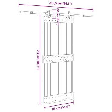 vidaXL Συρόμενη Πόρτα NARVIK Φυσικό και Μαύρο 85 x 210 εκ (213,5 εκ)