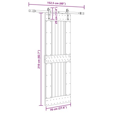 vidaXL Συρόμενη Πόρτα NARVIK 70 x 210 εκ (152,5 εκ) Φυσικό και Μαύρο