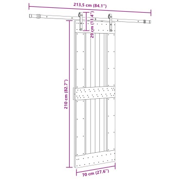 vidaXL Συρόμενη Πόρτα NARVIK 70 x 210 εκ (213,5 εκ) Φυσικό και Μαύρο
