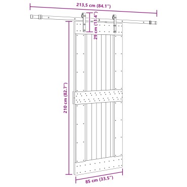 vidaXL Συρόμενη Πόρτα NARVIK 85 x 210 εκ (213,5 εκ) Φυσικό και Μαύρο