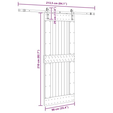 vidaXL Συρόμενη Πόρτα NARVIK 90 x 210 εκ (213,5 εκ) Φυσικό και Μαύρο
