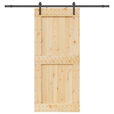 vidaXL Συρόμενη Πόρτα NARVIK 100 x 210 εκ (213,5 εκ) Φυσικό και Μαύρο