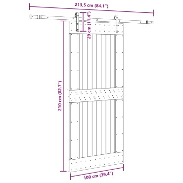 vidaXL Συρόμενη Πόρτα NARVIK 100 x 210 εκ (213,5 εκ) Φυσικό και Μαύρο