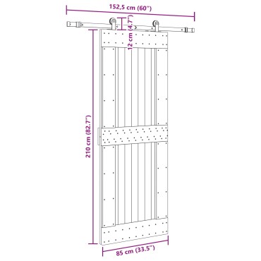vidaXL Συρόμενη Πόρτα NARVIK Φυσικό και Μαύρο 85 x 210 εκ (152,5 εκ)