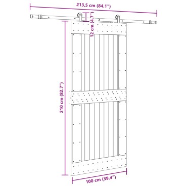 vidaXL Συρόμενη Πόρτα NARVIK Φυσικό και Μαύρο 100 x 210 εκ (213,5 εκ)